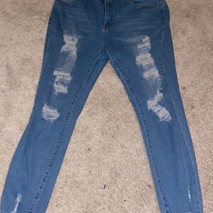 Distressed Blue Jeans